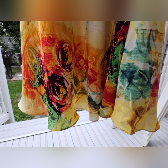 Rare Vintage Cache Silk Floral Roses & Paisley Abstract Print Midi Dress - Picture 7 of 12